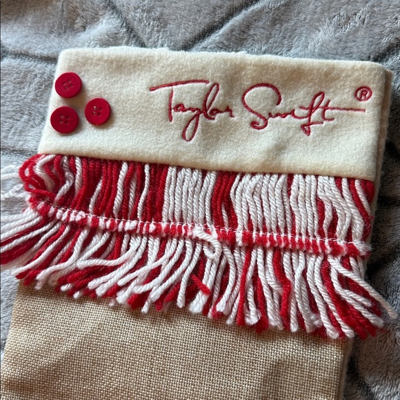 RARE Taylor Swift Christmas Stocking Debut Tan Beige Red Fringe Debut Fearless - Picture 2 of 4